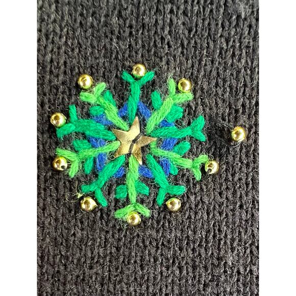Vintage Christmas Sweater, Cardigan, Beaded, Bears, Busy, Embroidered XL - Picture 13 of 13
